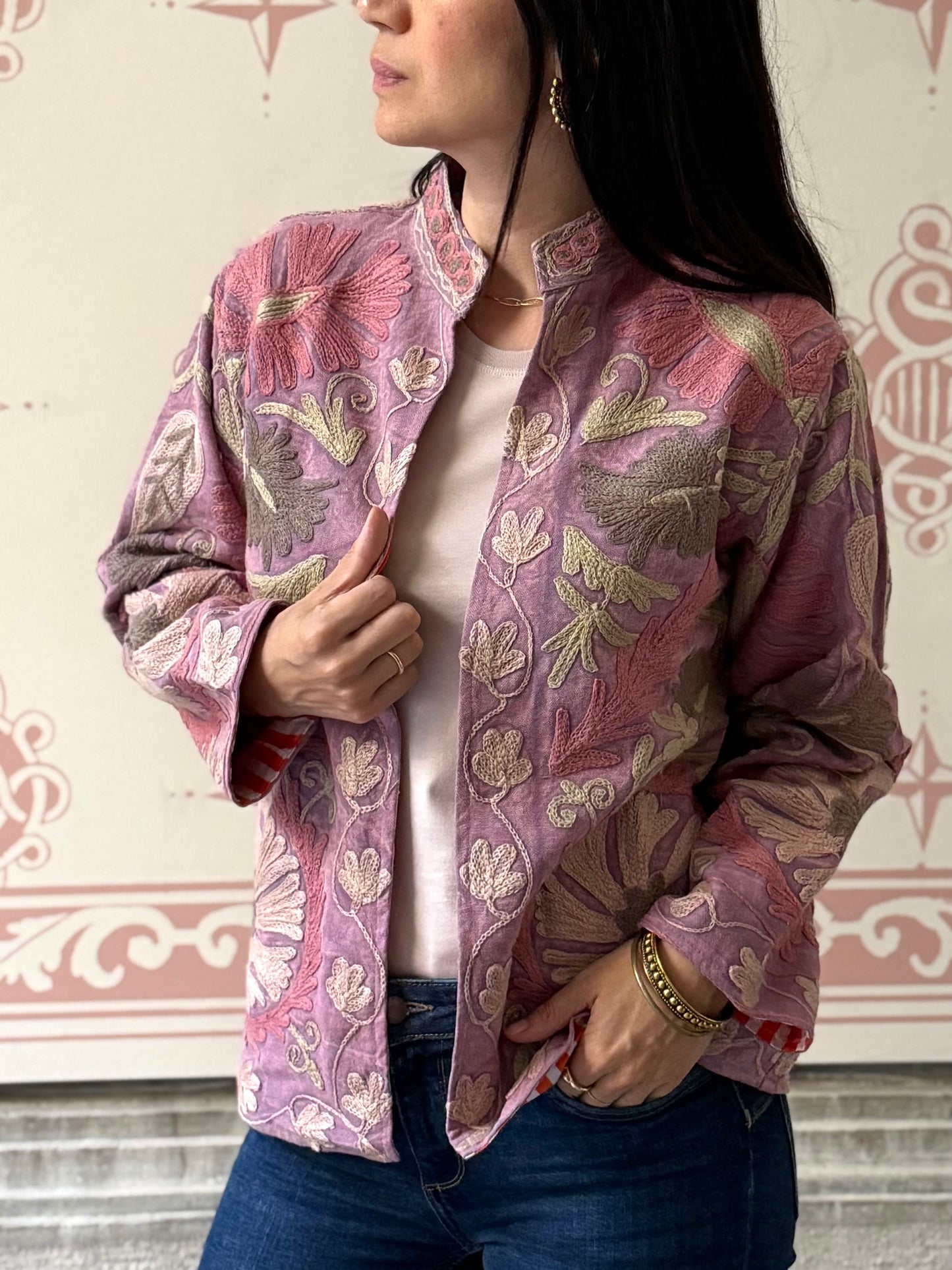 Cotton Suzani Jacket Embroidered Reversible