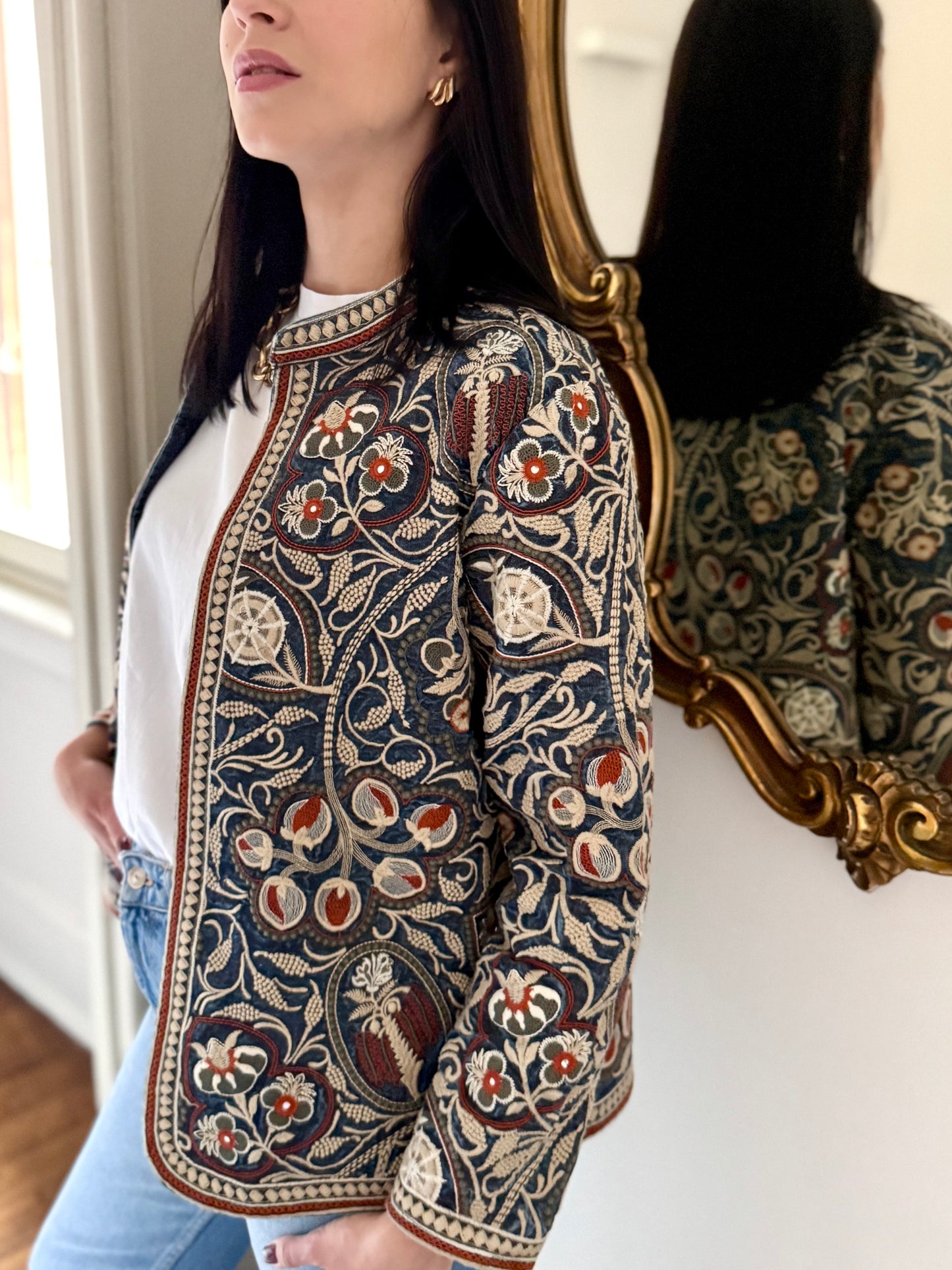 Leila Jacket Embroidered - Denim