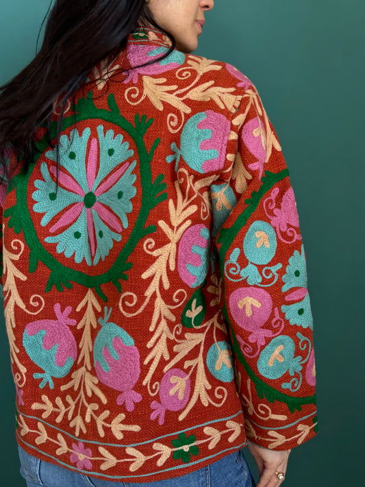 Cotton Suzani Jacket Embroidered Reversible