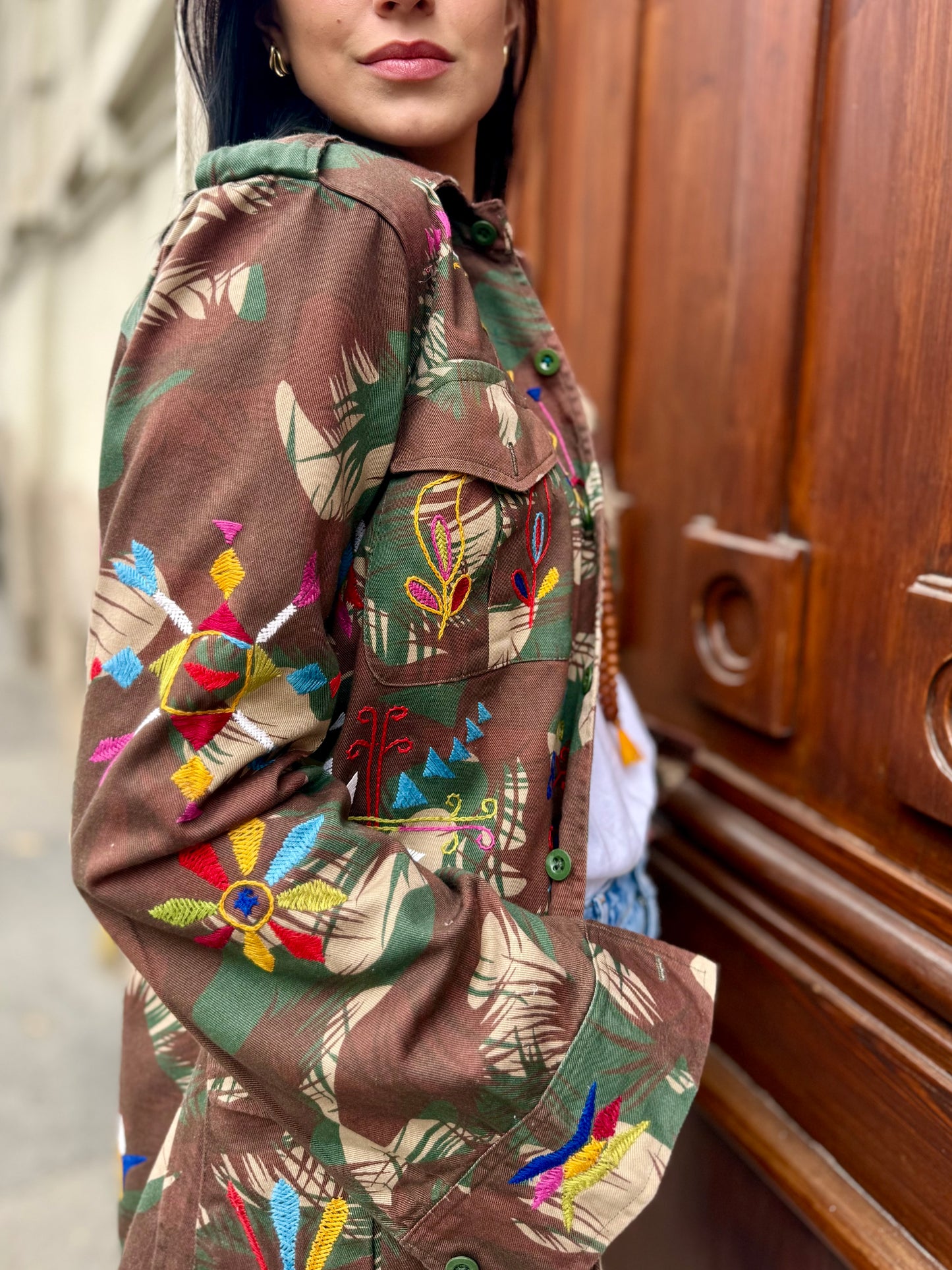Vintage Army Jacket hand embroidered - Hindi