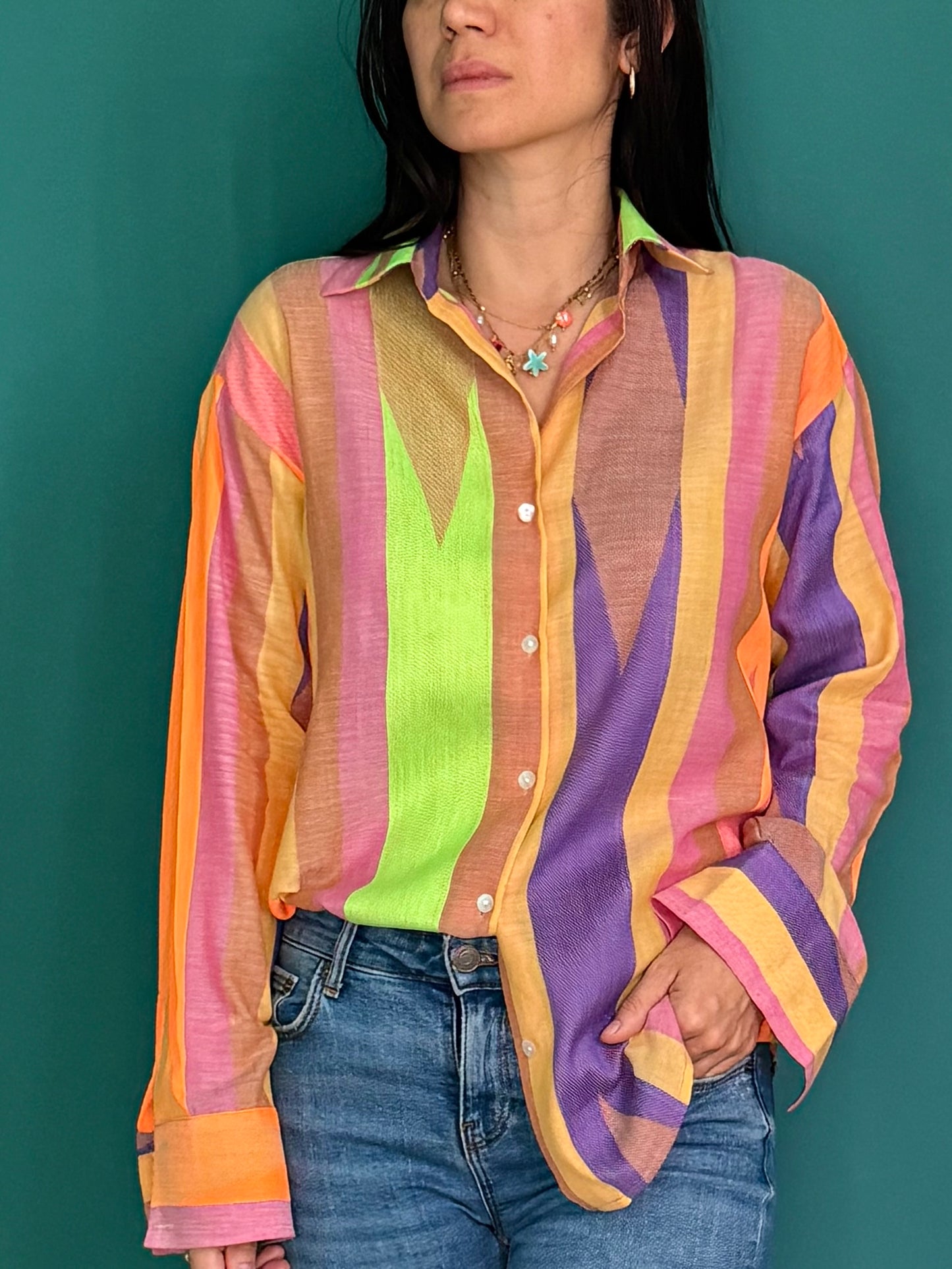 Jacquard Shirt - Orange Fluo