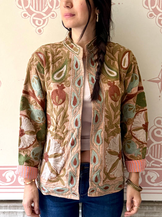 Cotton Suzani Jacket Embroidered Reversible