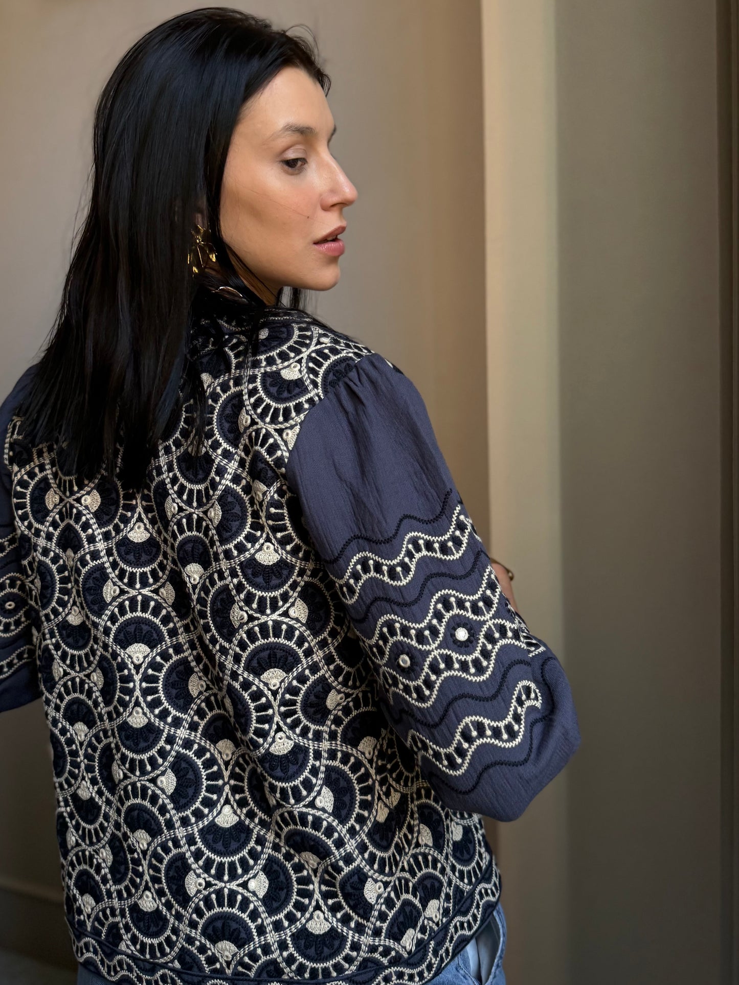 Leila Jacket Embroidered - Blue