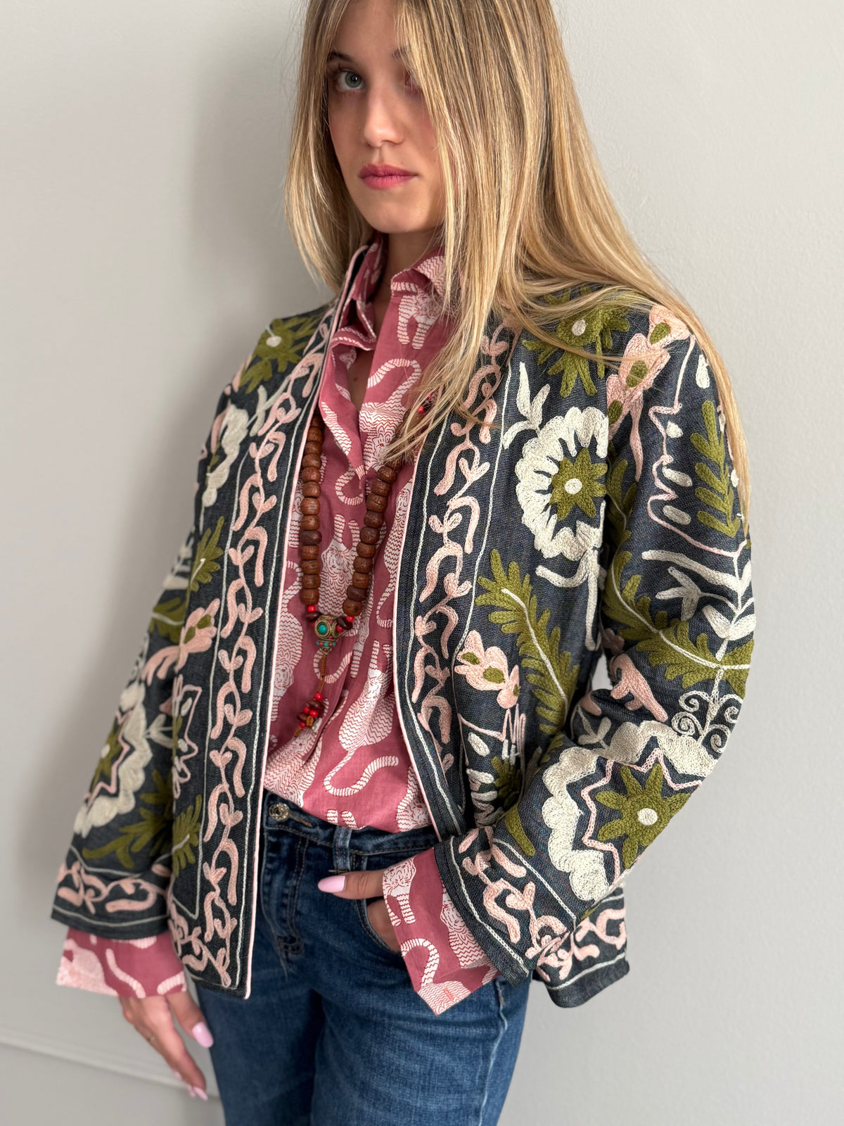 Denim Suzani Jacket Embroidered - limited edition