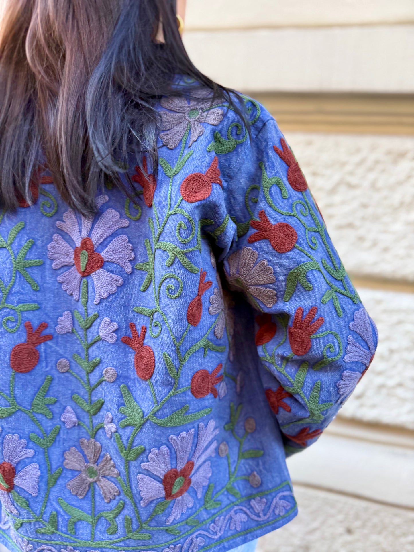 Cotton Stone Washed Suzani Jacket Embroidered