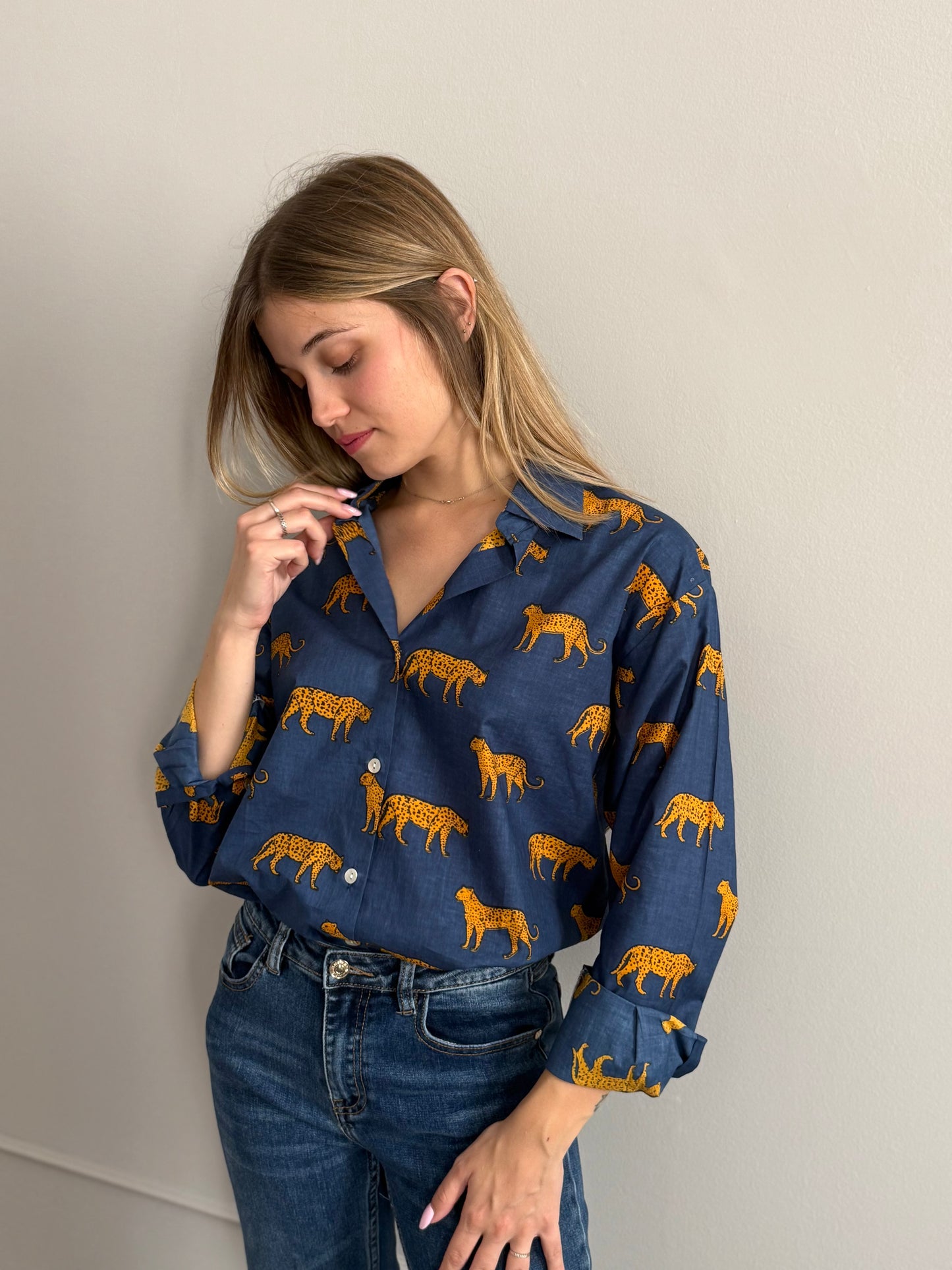 Cotton Shirt - Leopard Denim