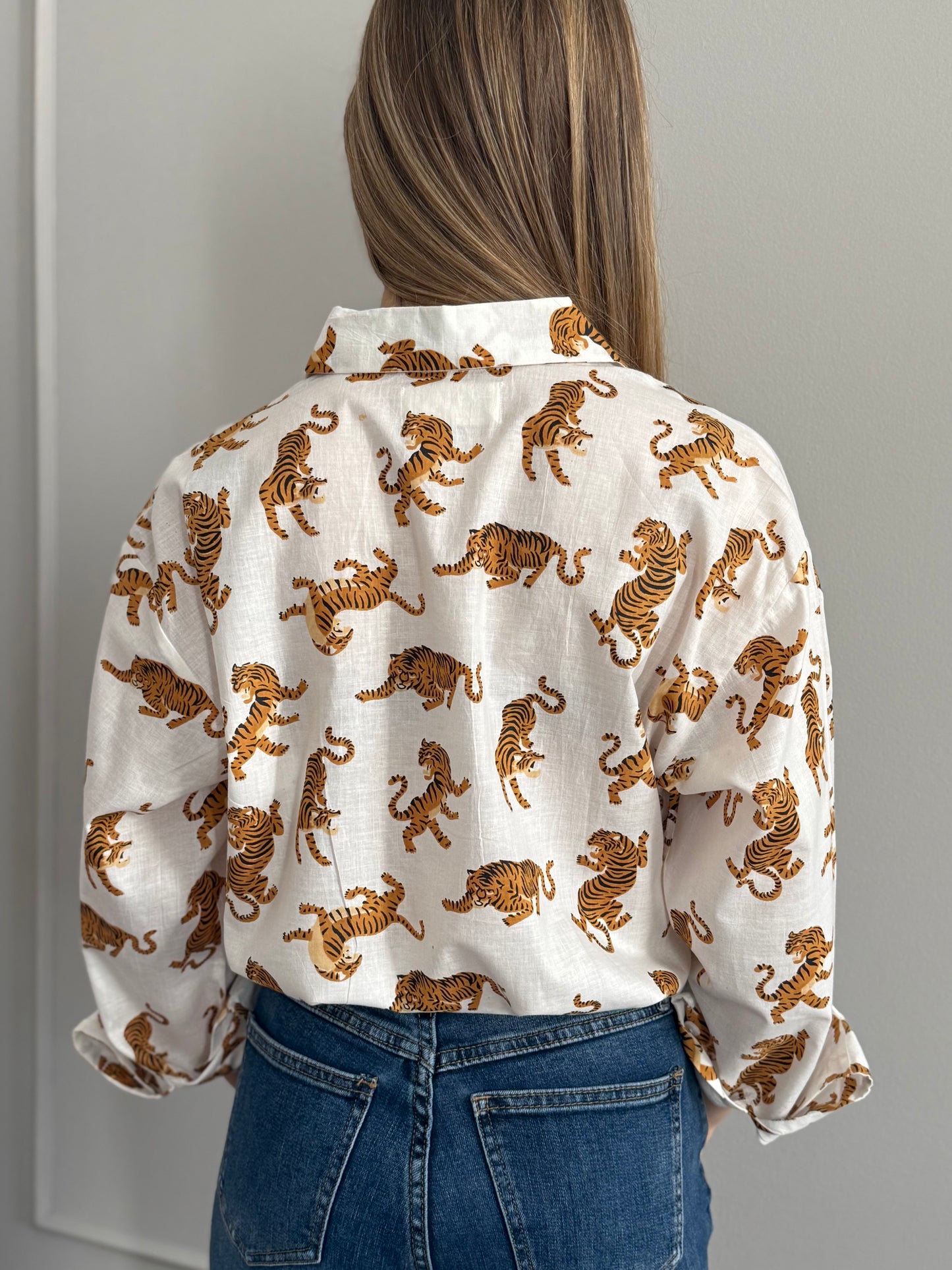 Cotton Shirt - Chinese Tiger White