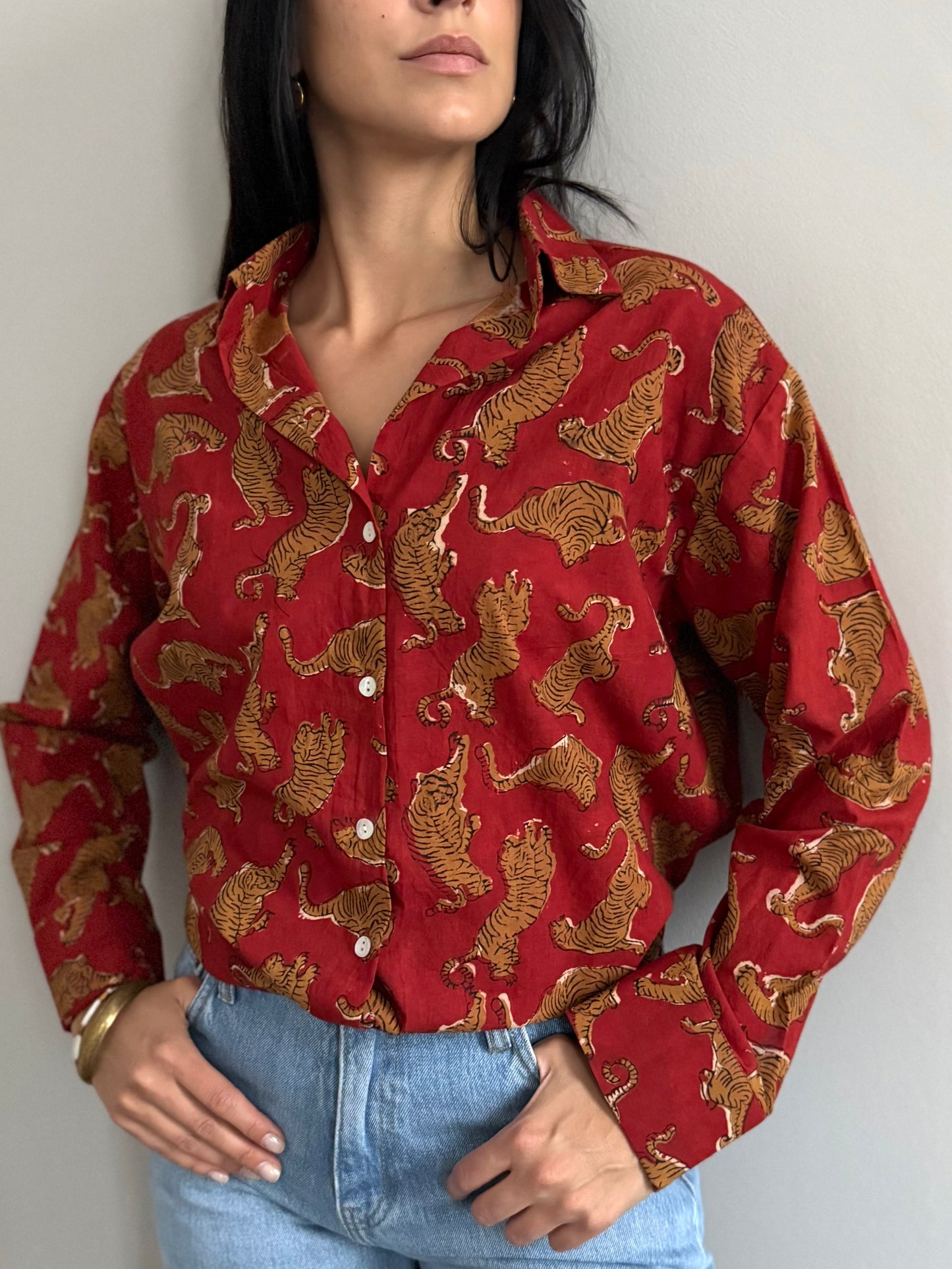 Cotton Shirt - Chinese Tiger Red