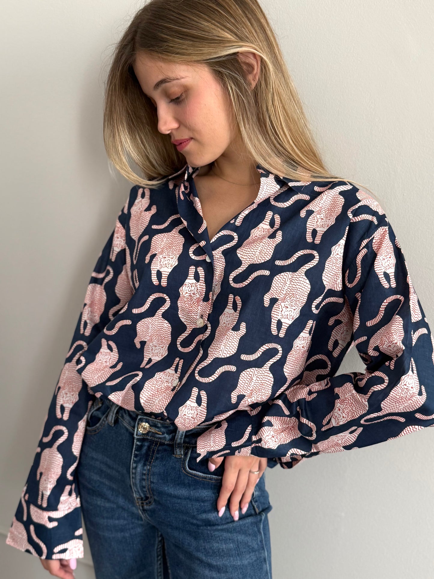 Cotton Shirt - Tibetan Tiger Blue
