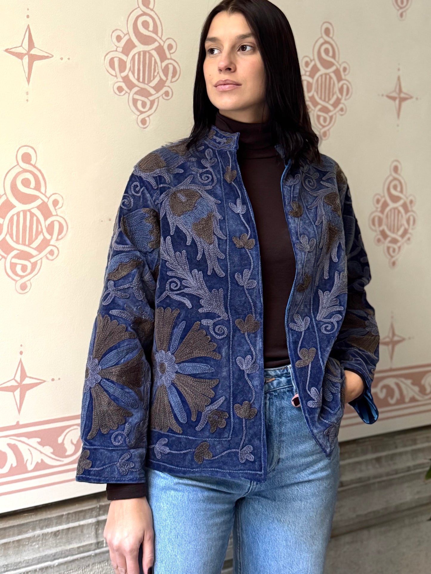 Velvet Jacket Stone Washed - Blue Large