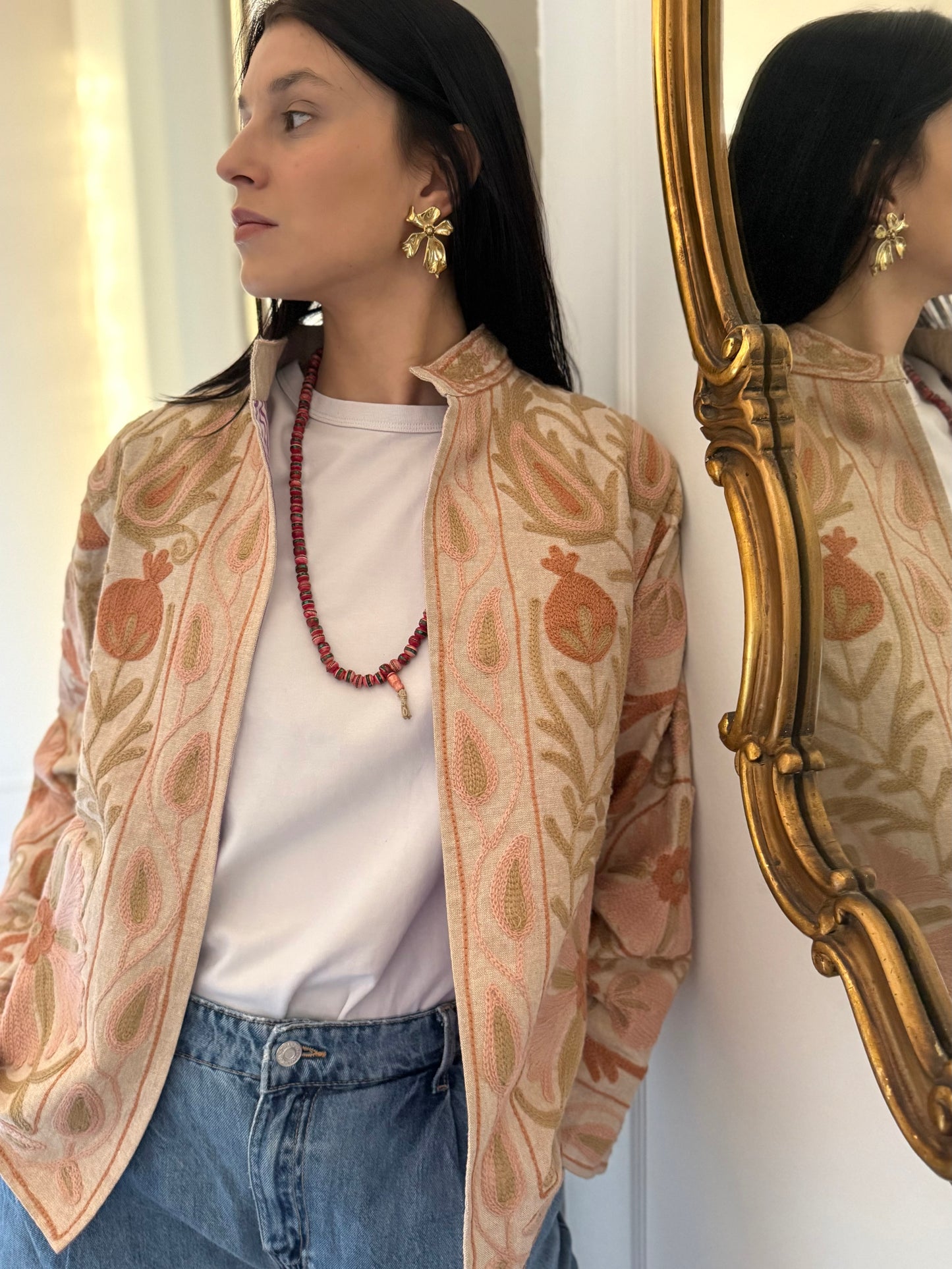 Cotton Linen Suzani Jacket Embroidered