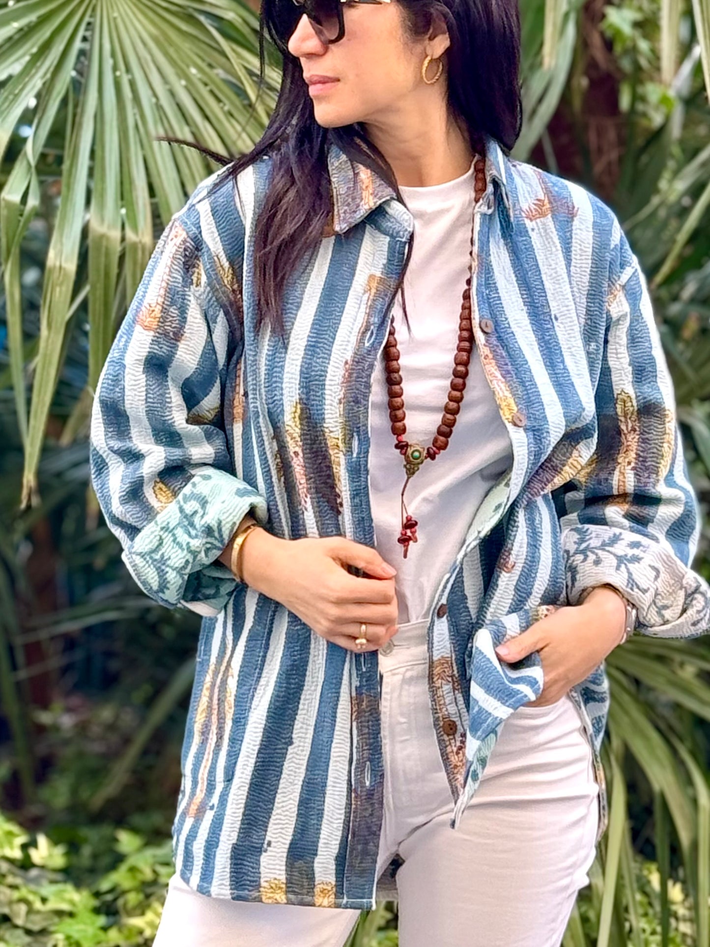 Old Kantha Over Shirt Jacket - handmade