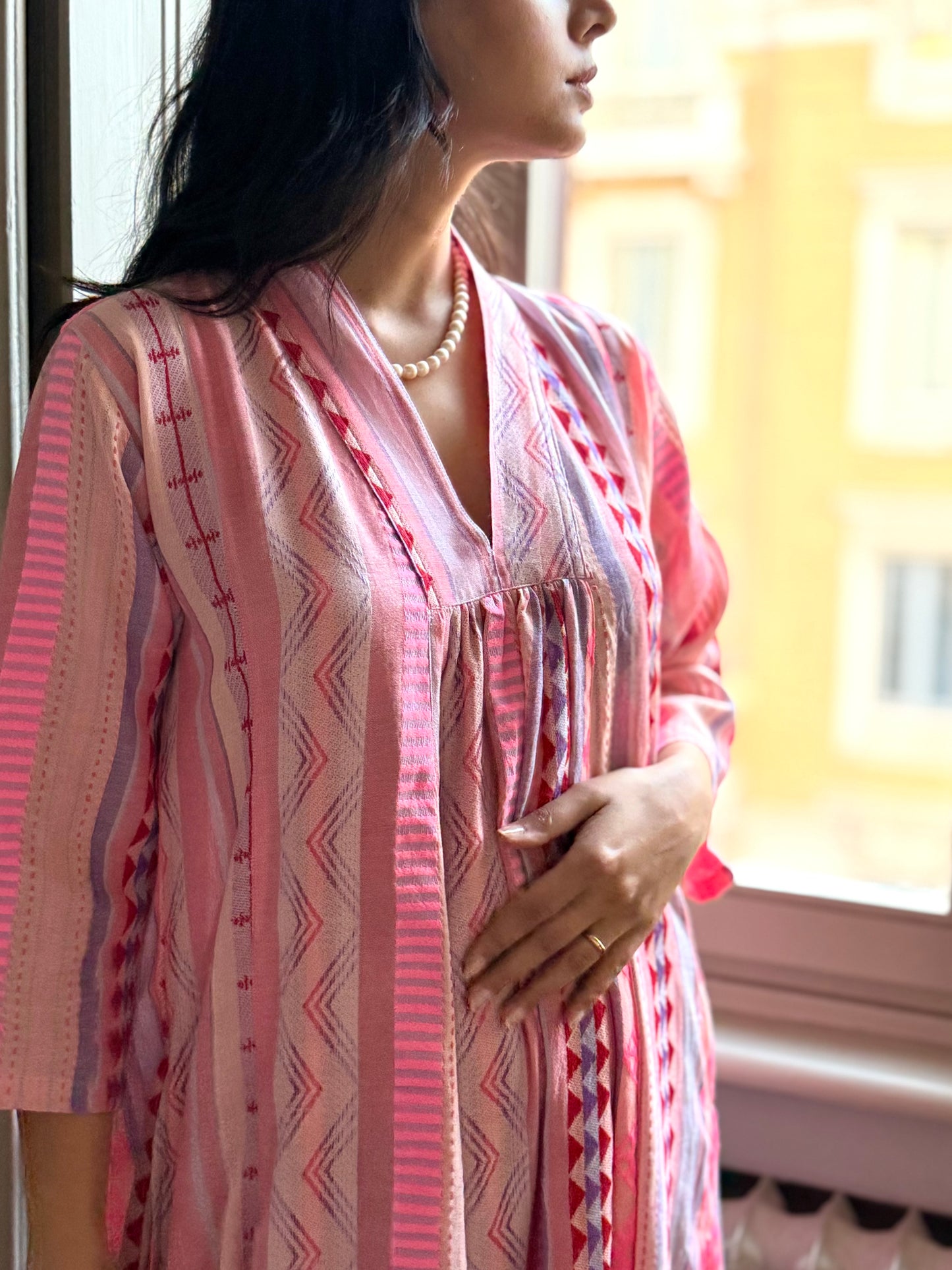 Eve Long dress in Jacquard fabric