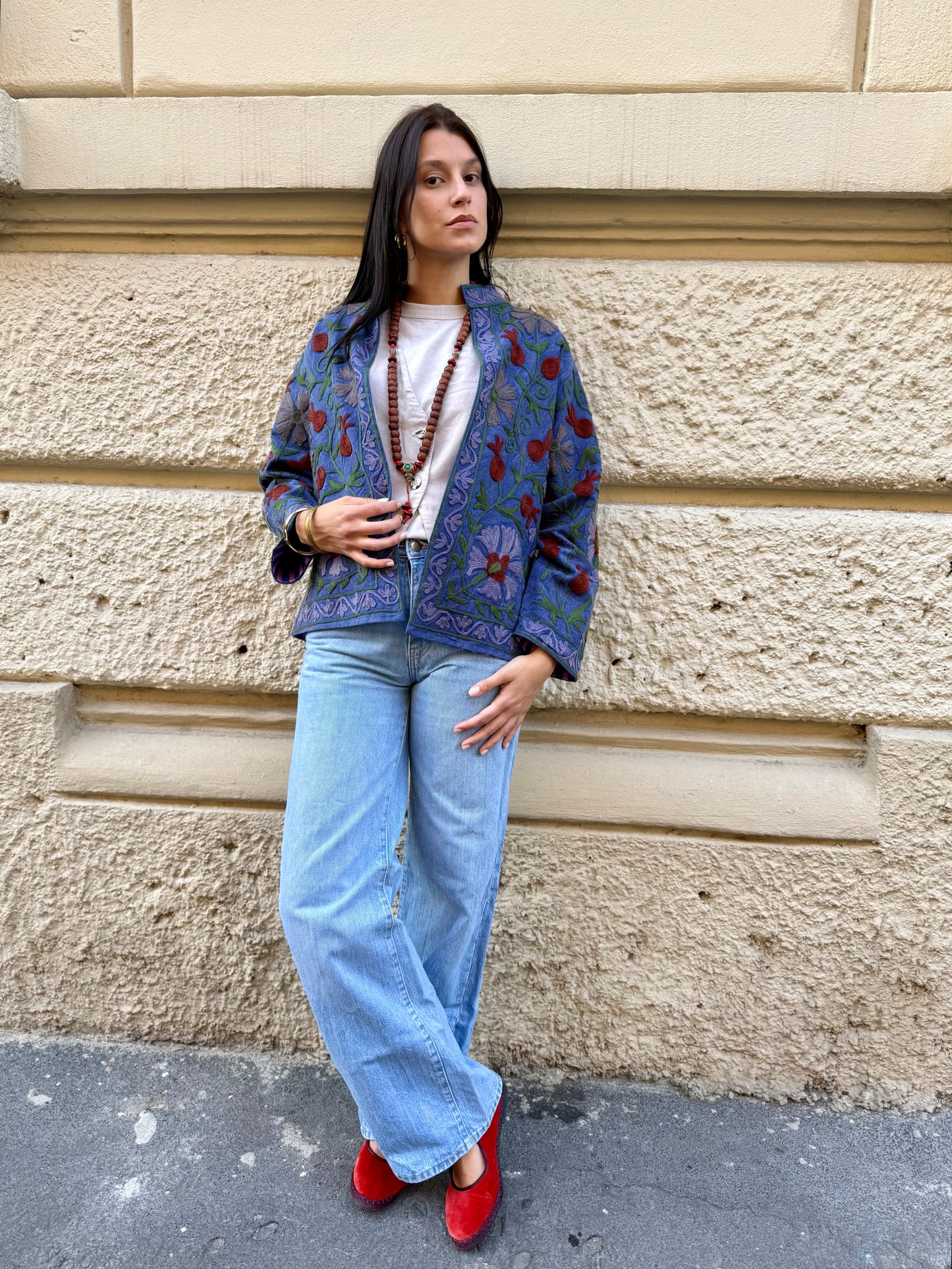 Cotton Stone Washed Suzani Jacket Embroidered
