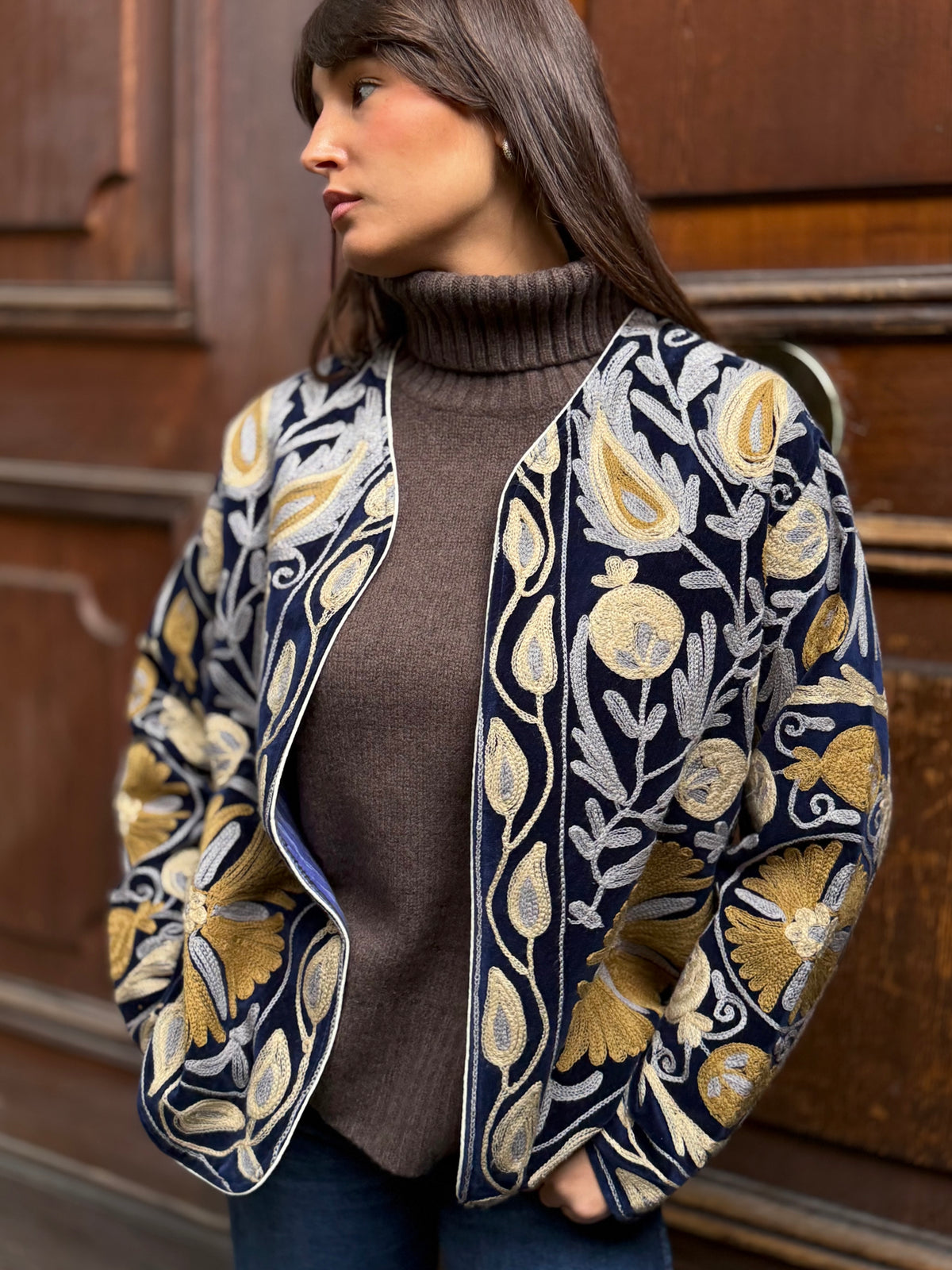 Velvet Kimono Jacket Blue