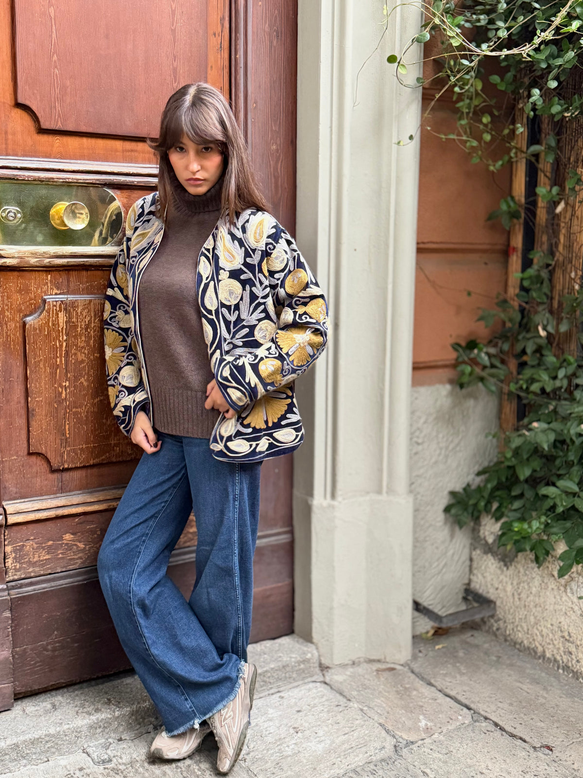 Velvet Kimono Jacket Blue