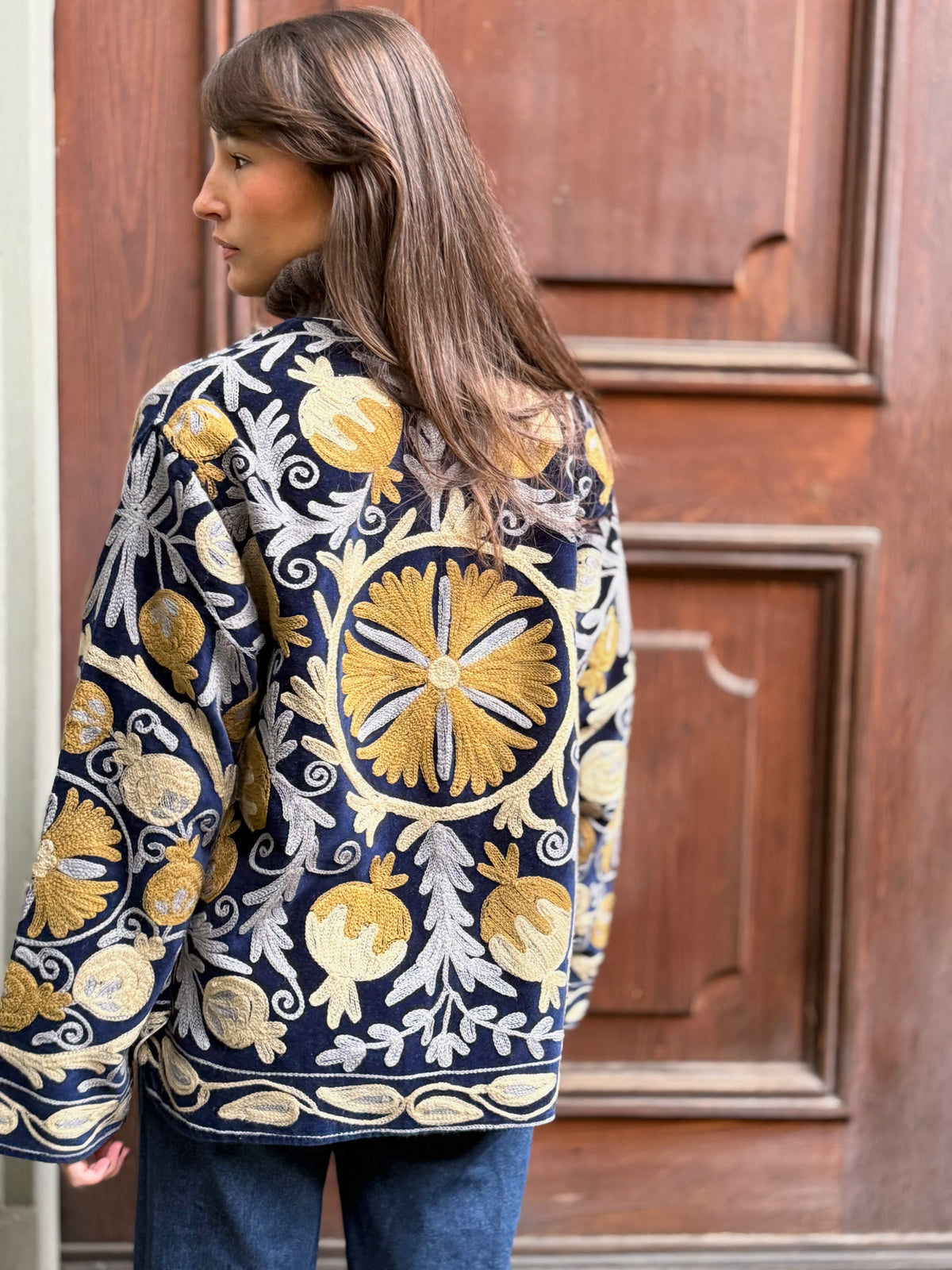 Velvet Kimono Jacket Blue