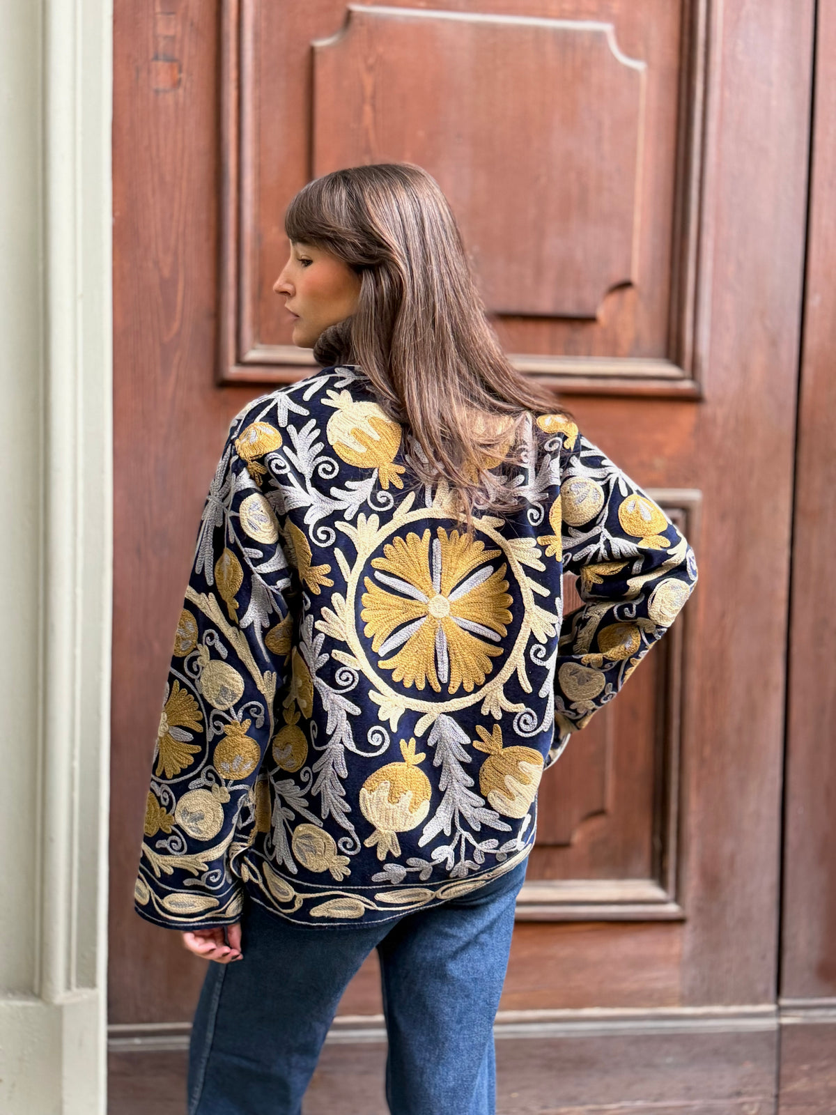Velvet Kimono Jacket Blue