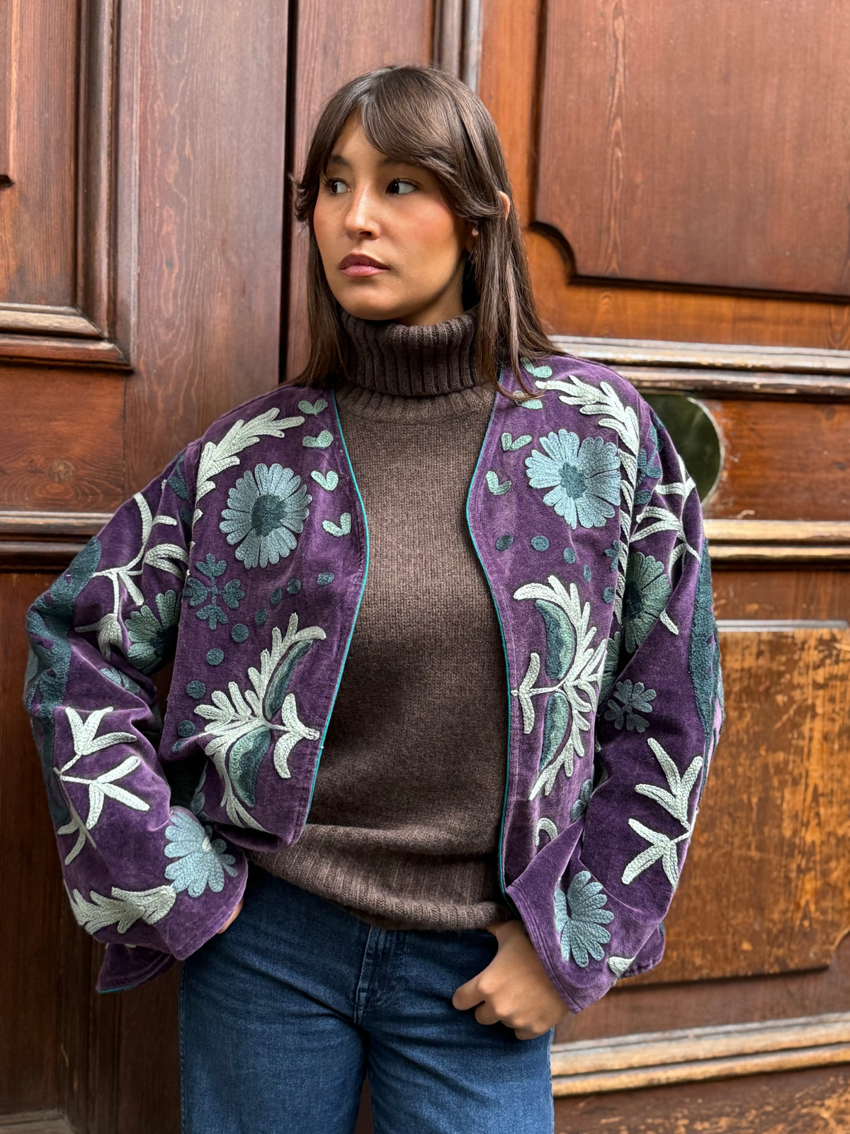 Velvet Kimono Jacket Purple