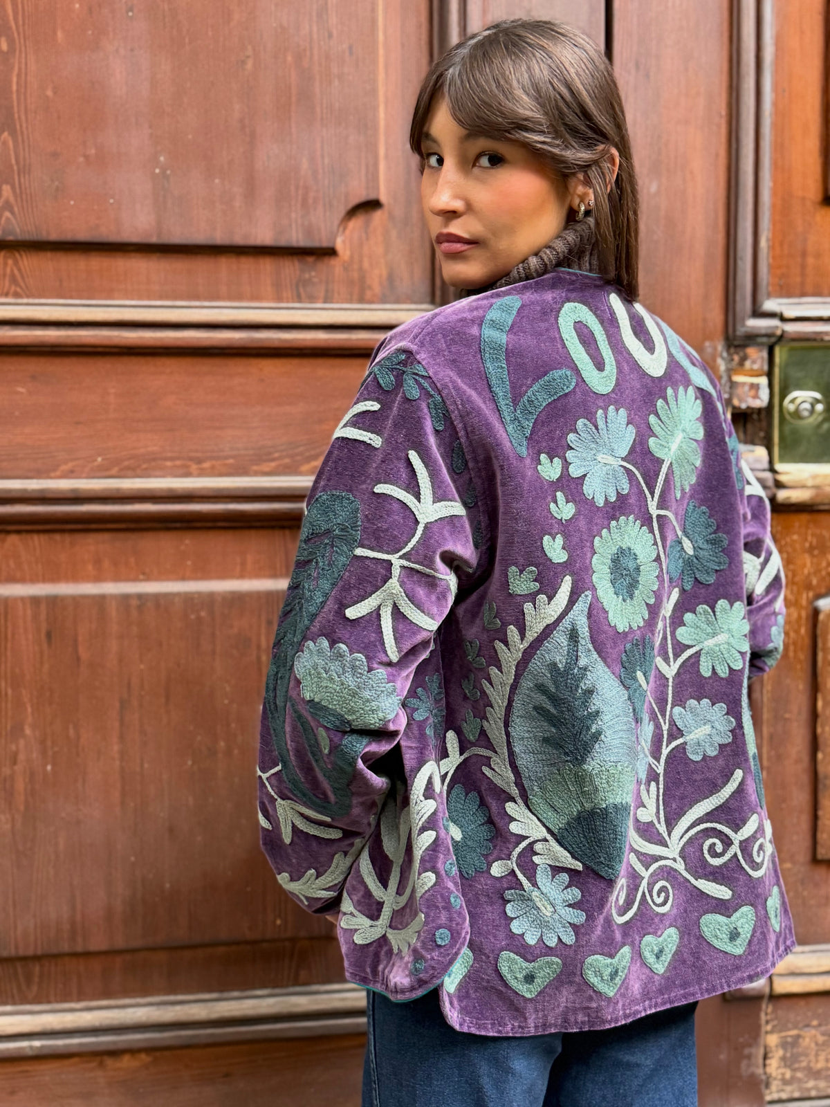 Velvet Kimono Jacket Purple