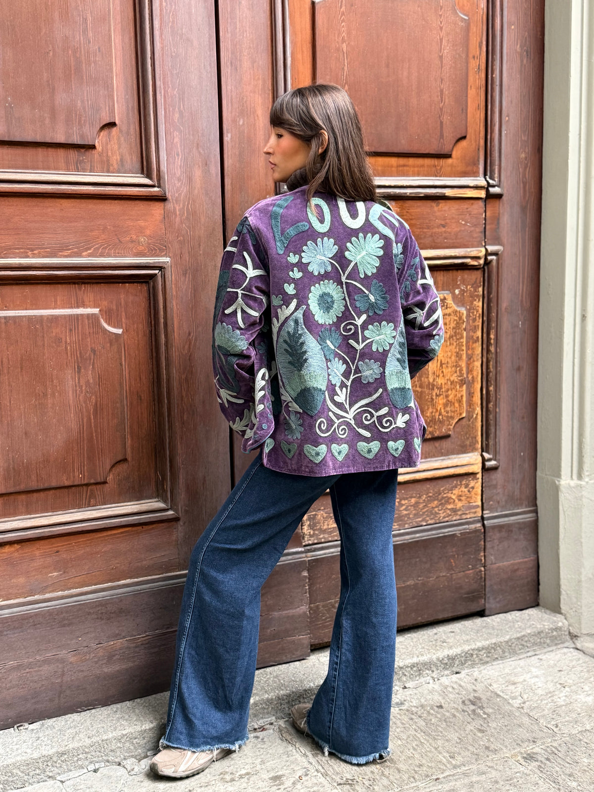 Velvet Kimono Jacket Purple