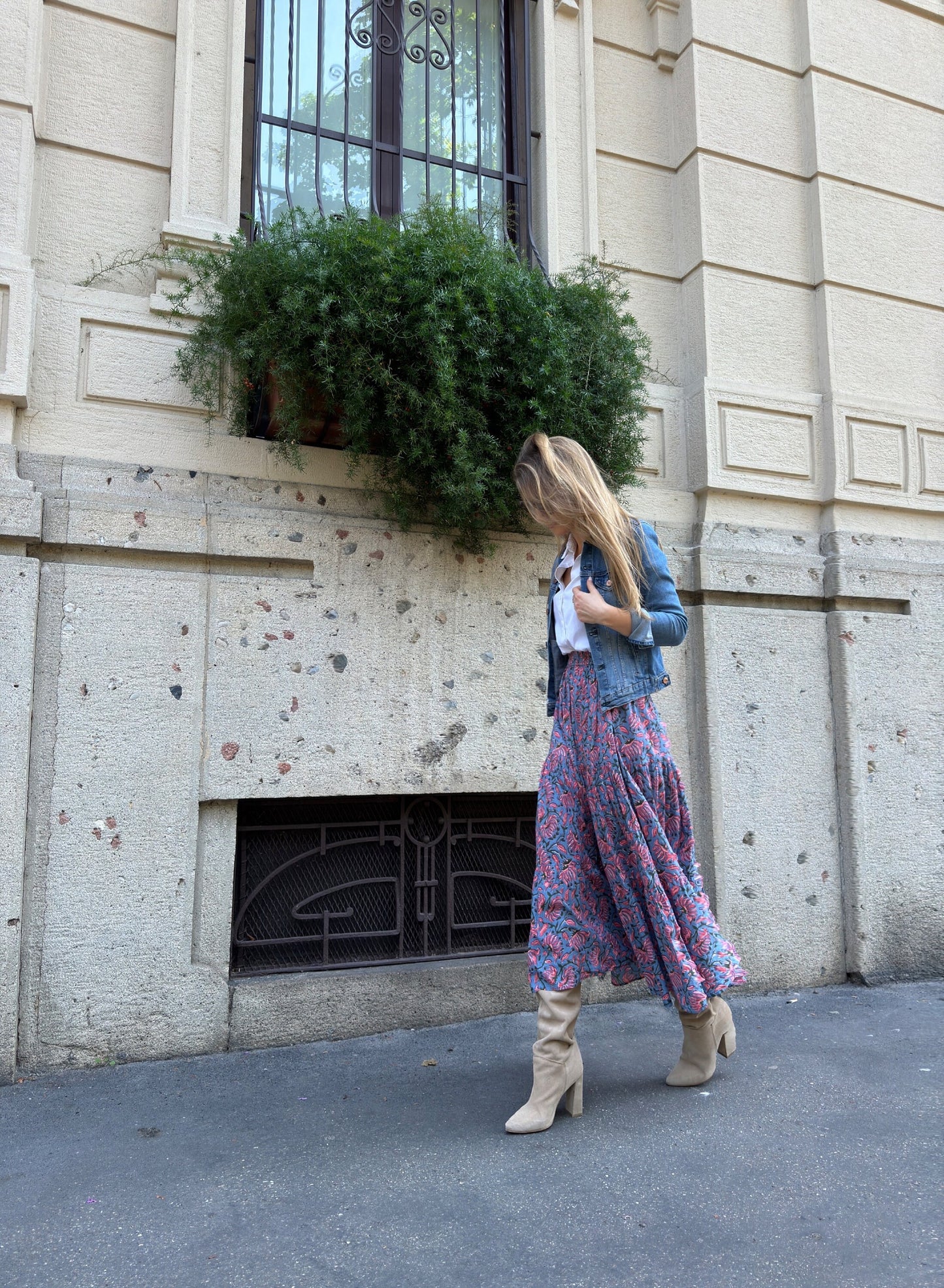 Camelia Long Flounced Skirt - Blue