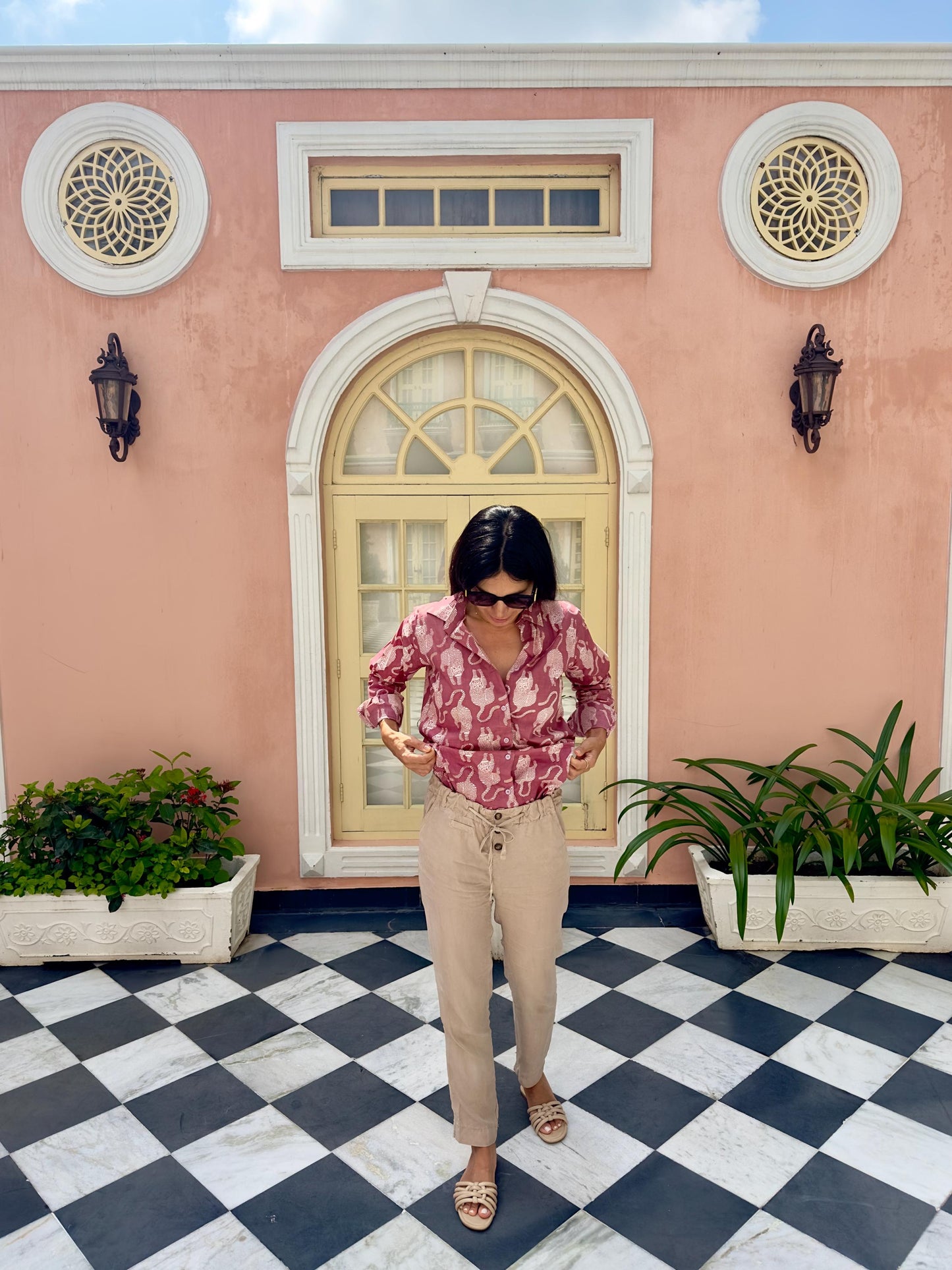 Cotton Shirt - Tibetan Tiger Antique Pink