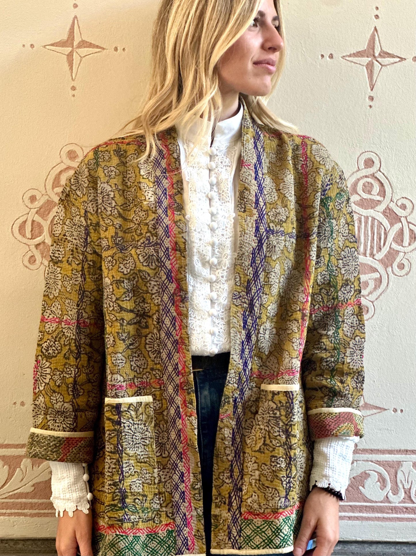 Vintage Kantha Giacca Kimono